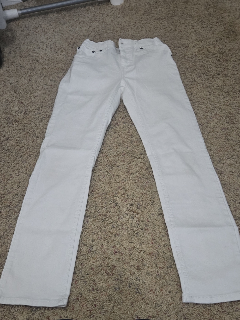 Levi's White Jeans with Navy & Gold Waistband Detail
